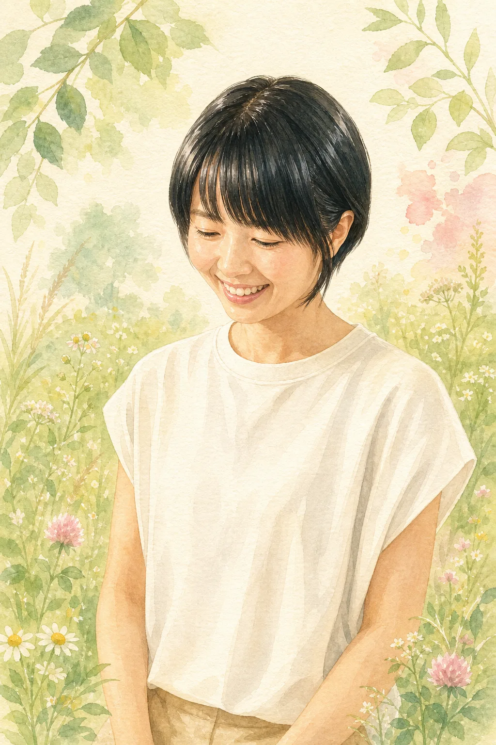 ゆるまる施術者 内田えみこの水彩イラスト