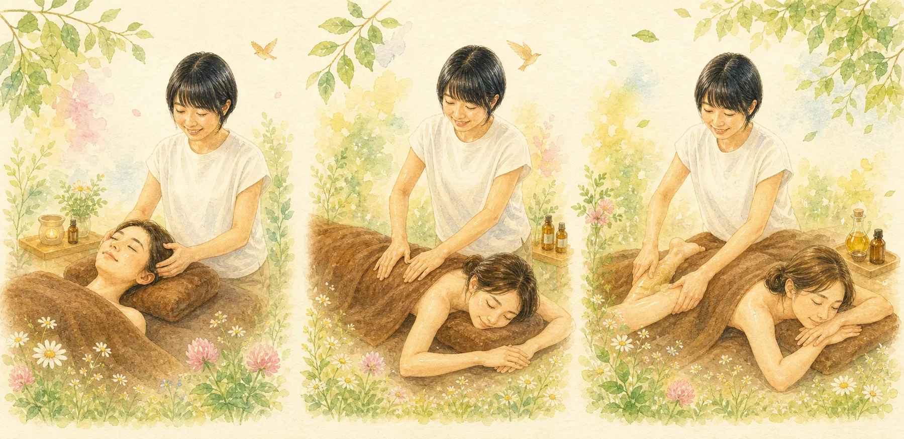 3つの施術コースの違いを表したイラスト